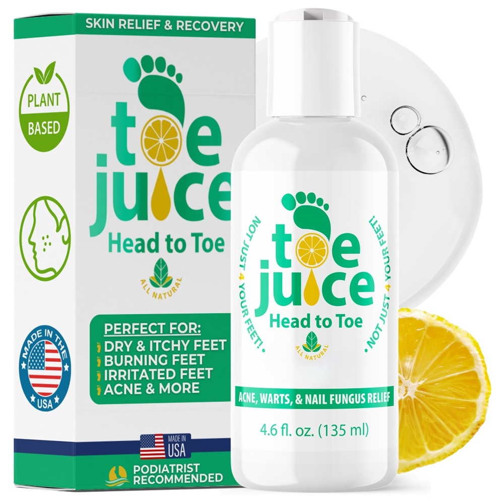 Toe Juice 4.6oz bottle for refreshing skin and healing treatment for acne etc